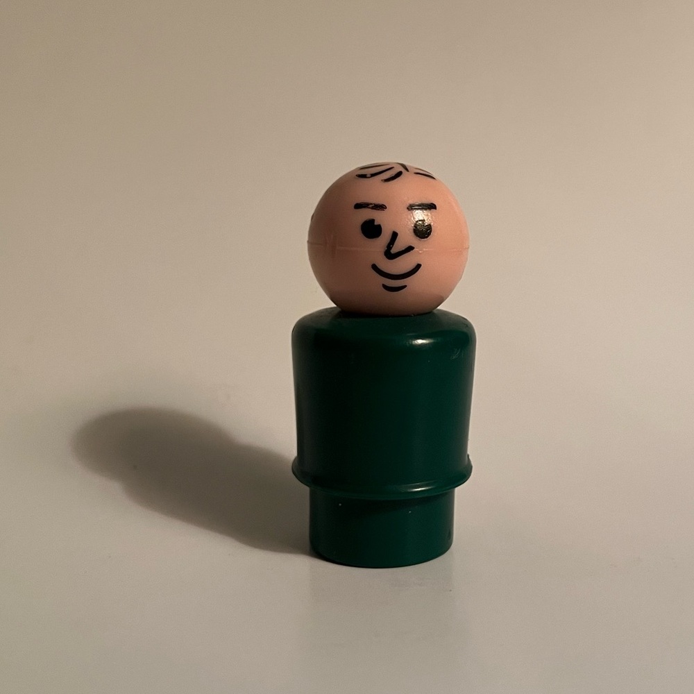 Vintage Fisher Price Little People Play Family - RARE Dark Green Dad/Man Figure